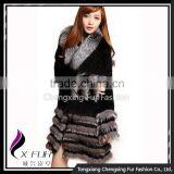 CX-G-A-229 Silver Fox Fur Collar Women Genuine Rabbit Fur Coat thumbnail-2
