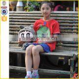 Summer Short Sleeve Red Cotton Girl T-shirt Suit thumbnail-4