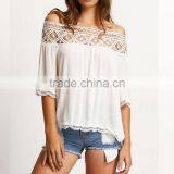 Zm50315b Europe Plus Size Women Clothing New Style Blouse Women Lace Chiffon Georgette thumbnail-5