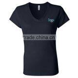 Pre-shrunk 100% Combed Ringspun Cotton, 30 Singles Ladies' Short Sleeve V-Neck T-Shirt thumbnail-5