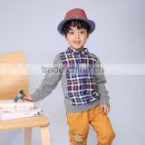 Latest Summer Soft Cotton Plaid Boys Long Sleeve Polo Shirt With Grey Collar Children Clothing thumbnail-3