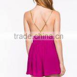 Custom Design Sexy Open Back Romper for Women Pleated Playsuit thumbnail-4