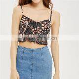 2015 Summer Trendy Flower Print Cropped Fit Casual Tops for Ladies thumbnail-6