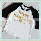 Thanksgiving Raglan Happy Thanksgiving Icing Ruffle Long Sleeve Baby Shirts Raglan 3/4 Sleeve Baseball t Shirt thumbnail-1