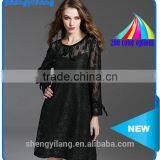 Customize Fashion Black Lace Hollowed-out Two-piece Middle Long Dress thumbnail-1