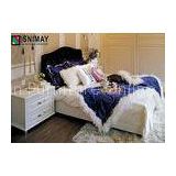 Luxury High End White Wood Single Beds Bedroom Furniture , Eco Friendly Fashion Bed