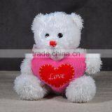 Custom Good Quality Valentine's Day Bear Plush White Teddy Bear With Red Heart Toy thumbnail-3