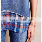 China Wholesale Women Clothes Layered Plaid Cotton Jersey Hoodie With Flannel Trim Manufacturers thumbnail-5
