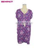 OEM Factory Price Indonesia Rayon Tile Print Tunic Dress