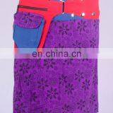Lovely Exotic Purple Flower Shade Print Gypsy Wrap Around Skirt With Belt & Lace HHCS 111 E