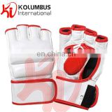 MMA Grappling Gloves, White MMA Gloves Made In Leather Available In All Sizes, MMA Gloves PayPal Accepted, Customization Offer