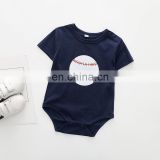 Plain color with baseball pattern short sleeve Jumpsuit baby boy Daily Wear romper wholesale