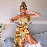 Hot Sales 2020 Women Fashion Floral Casual Dresses Ladies Pleated Backless Sexy Dresses Women Summer Dresses thumbnail-5