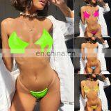 Sexy Brazilian Bikini Pentagram Shaped Transparent Stretch Band Micro Mini Thong Neon Green Swimsuit Bathing Suit Two Piece thumbnail-4