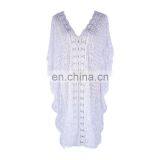 2019 Sexy See Through V-Neck Bats Sleeve V Back Loose Summer Beach Dress Lace Tunic Women Beachwear Plus Size Sarong Plage thumbnail-6