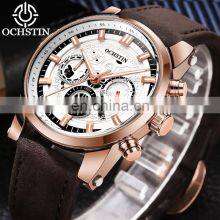 OCHSTIN GQ6111 Chronograph Quartz Men Watch Military Sport Leather Wristwatch Relogio Masculino thumbnail-3
