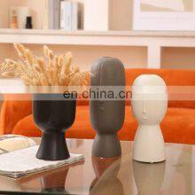 Face Vase Craft 2021 New Nordic Dining Table Ceramic Art Face Vase Home Decor Human Head Model Abstract Porcelain Vase thumbnail-3