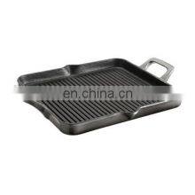 Non-stick Cast Iron Enamel Square Camping Double BBQ Charcoal Grill Pans thumbnail-4
