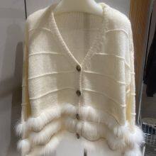 Special Offer on Small Chanel-style Fox Fur Fur Patchwork Knitted Cardigan Women's Clothing V-neck Single-breasted Sweater Coat for Autumn thumbnail-1