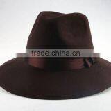 Large Brim Ribbon Fixed Man Women Stage Performance Fedora Jaz Hat thumbnail-6