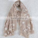 Winter Spring Fashion Long Cotton Flower Machine Embroidery Scarf thumbnail-3