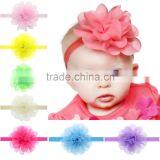 Hot-sales Baby Large Flower Headband Solid Color Chiffon Flower Headband Wh-1793 thumbnail-1