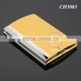 Box Packing Cube Pattern Yellow Gold Leather Flannelette Lining Stainless Steel Metal Novelty Card Holder