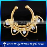 Newest Colorful Crystal Alloy Gold Plated Nose Ring Fake Nose Ring O 8