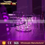 round glass top stainless steel base LED light wedding dining table
