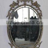12B613SG Shabby Chic Carved Designs Oval Iron Wall Mirror for Home Deco