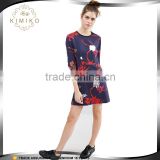 A-Line Short Dress Women Knitwear With Printed