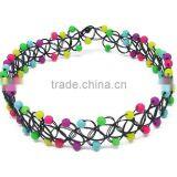 Black Plastic Line Braided Golden Beads Fake Tattoo Necklace for Girls thumbnail-3