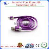New Colorful Flat Micro USB Cable Data Sync Charging Cable for HTC LG Blackberry Moto