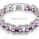 Wholesale Stainless Steel Biker Chain Bracelet Cool Unisex Purple Motorcycle Biker Chain Bracelets thumbnail-1