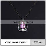 Fashion 925 Silver Pendant Designs, Pink Diamond Crystal Pendant Necklace thumbnail-4