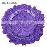 Cheap Elegant Restaurant and Home Decoration Purple Glass Wedding Charger Plate Wholesale thumbnail-5