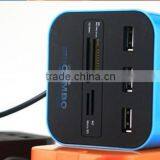 Hot Sale USB COMBO 3 Port Usb Hub 2.0 HUB+multi USB Card Reader All In One for SD/MMC/M2/MS/MP Pro Duo Many Colors thumbnail-2