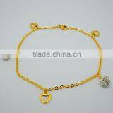 Olivia Jewelry Fashion Girls Stainless Steel Gold Plated Chains Anklets With Heart CHarms thumbnail-1