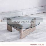 Oval Glass Top Wooden Leg Coffee Table Made in China thumbnail-6