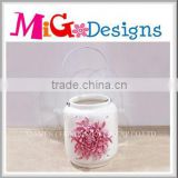 Wholesale Handmade Craft Ceramic lanterns Candle Holder with Flower