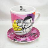 Cheap Hot Sale Baby Milk Cup and Saucer Set/Dishwasher and Microwave Safe Kid Coffee Set thumbnail-1