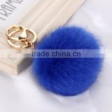 xianjian New Handbag Bag Charm Key Ring Rabbit Fur Colourful Ball Pendant PomPom Cell Phone Car Keychain