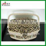 Novelty Leopard Printed Fabric Wooden Sewing Kits Box With Tray Inside thumbnail-1