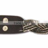 PU Leather Bracelet With Metal Snap, Hot Sale Gift Leather With Crystal Gem Decoration thumbnail-5