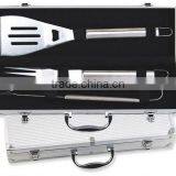 3pcs SS Handle Bbq Set in Alu Case