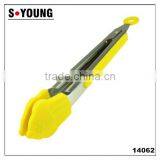 14062 New Shape Kitchen and Barbecue Grill Tongs Silicone BBQ Cooking Stainless Steel Locking Food Tong Salad Tongs thumbnail-2