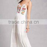 2017 Summer Latest Floral Embroidered Beach Dress Plunging Neckline Boho Maxi Dress HSd9209 thumbnail-2