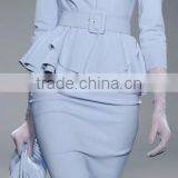 2016 New Fashion Formal 2 Pieces Set Long Sleeve Tops Wrap Skirts for Office Ladies thumbnail-3