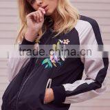 Hot Sale Satin Woman Jacket New in Style Embroidery Bomber Jacket thumbnail-5
