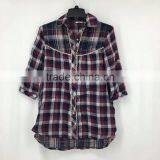 Women Garment Stock Lot High Quality Cotton Plaid Shirt thumbnail-1